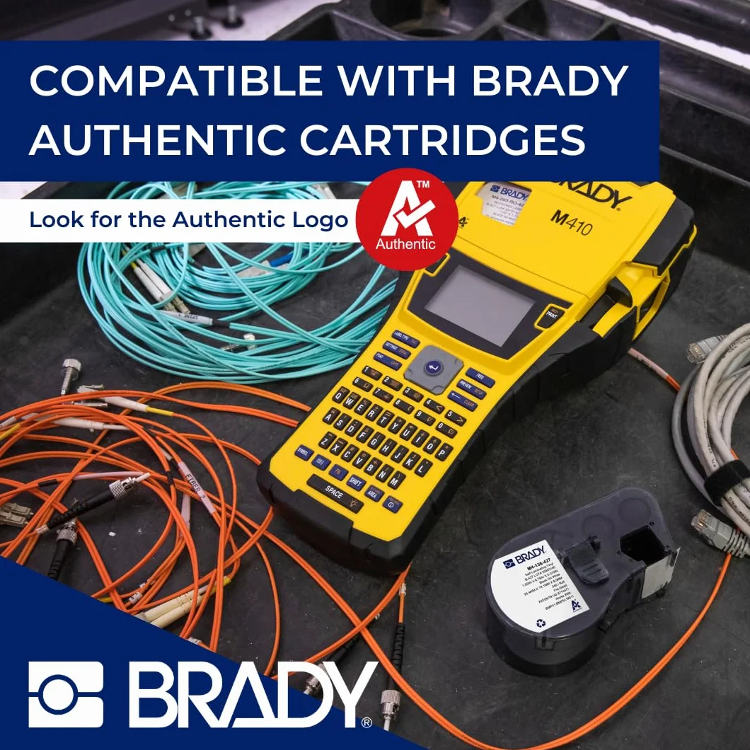 Brady M410 Przenośna drukarka etykiet - przemysłowa etykieciarka do etykiet w trudnych warunkach - wysokowydajny klej - w zestawie 1 wkład z etykietami- zastępuje BMP41