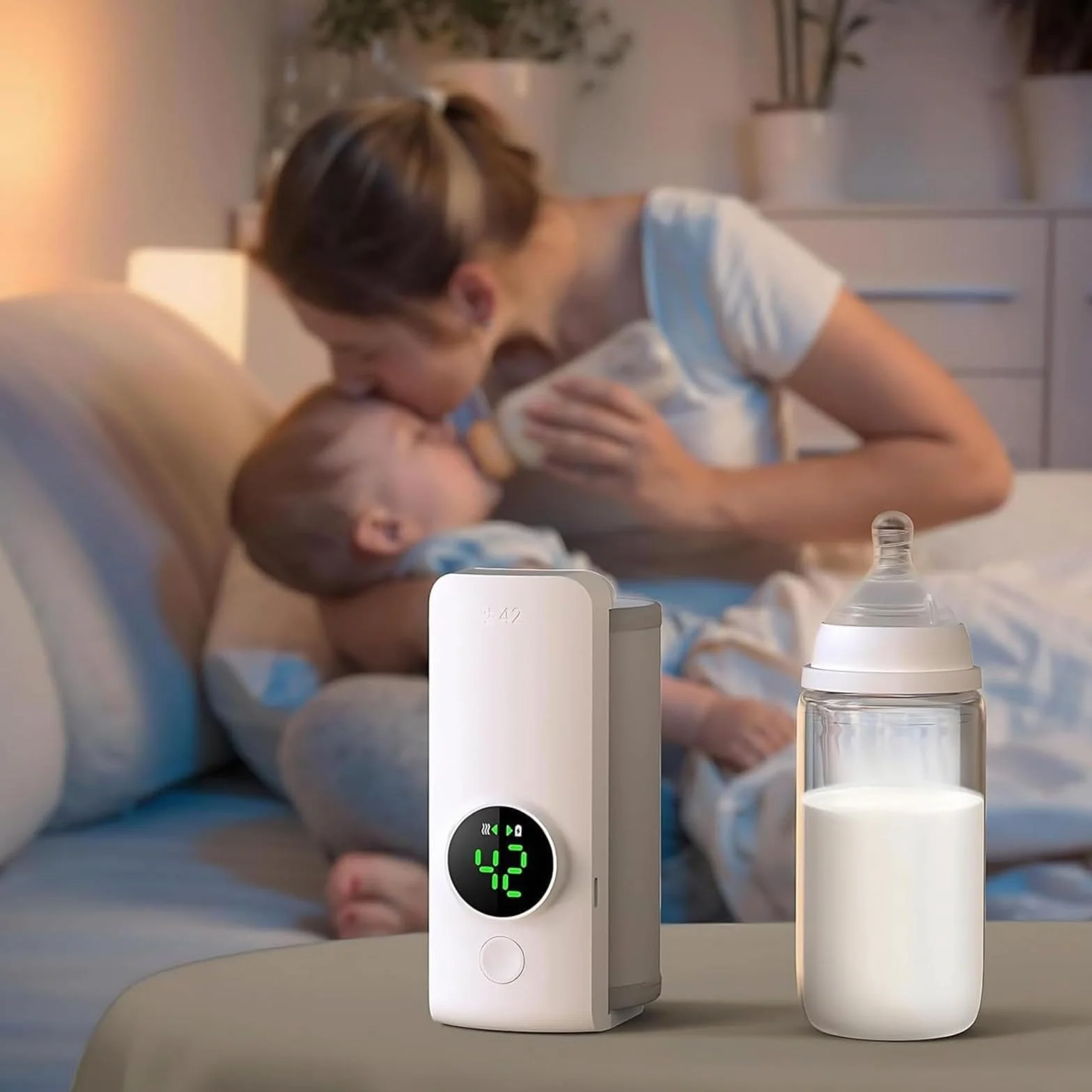 Przenośny podgrzewacz do butelek dla niemowląt, ogrzewacz do butelek dla niemowląt, 6000 mAh, bezprzewodowy podgrzewacz do mleka z inteligentnym, podróżnym ogrzewaczem do butelek, szybkie ogrzewanie