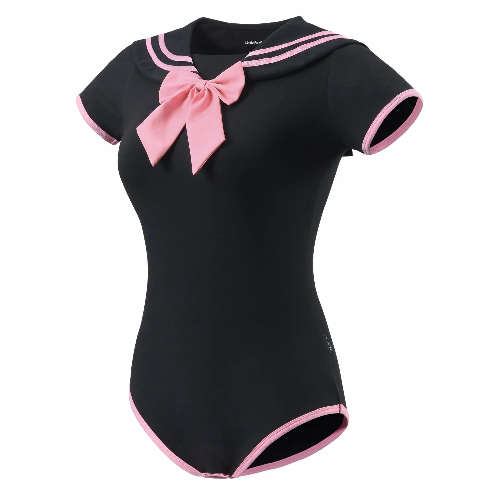 LittleForBig Bawełniany Romper Onesie Piżama Bodysuit - Klasyczny japoński komplet spódniczki dla dziewczynek pełna czerń M