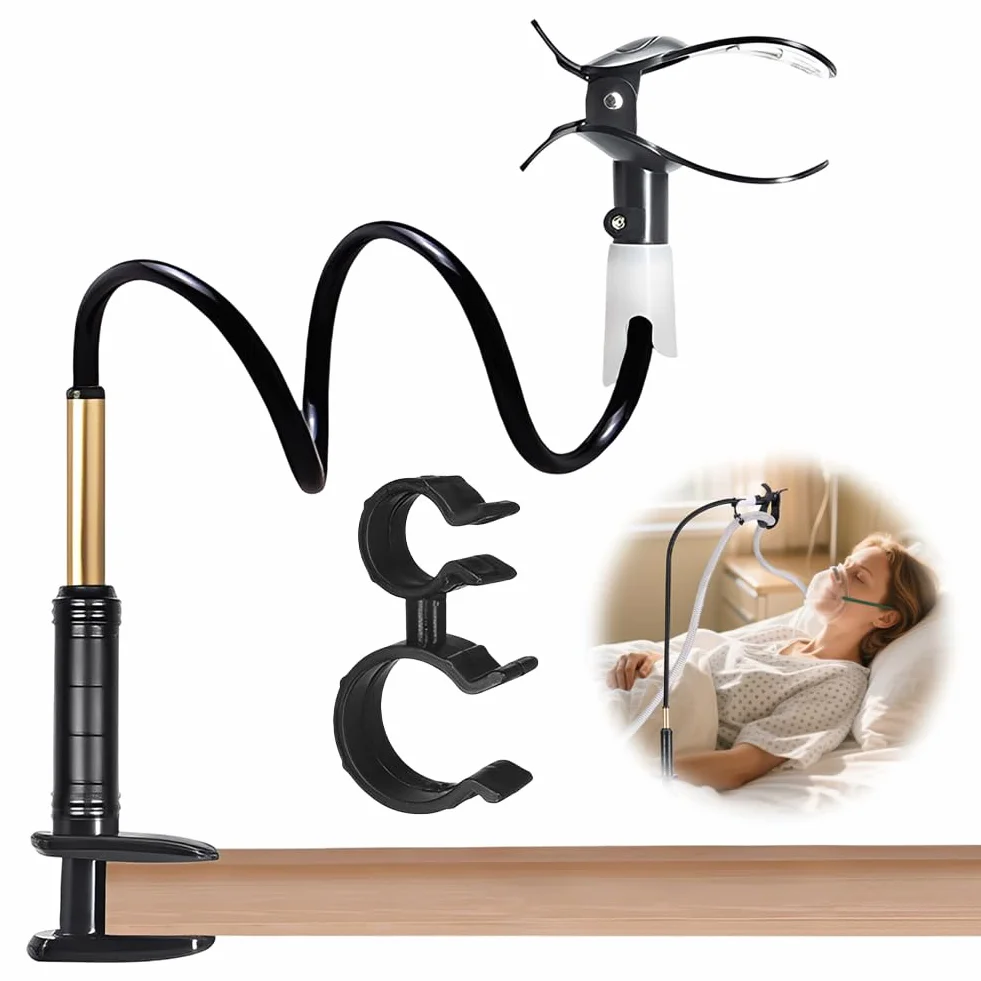 CPAP uchwyt na wąż z 3 klipsami, regulowane ramię wychylne, 360°, bez plątania się, elastyczny, wytrzymały