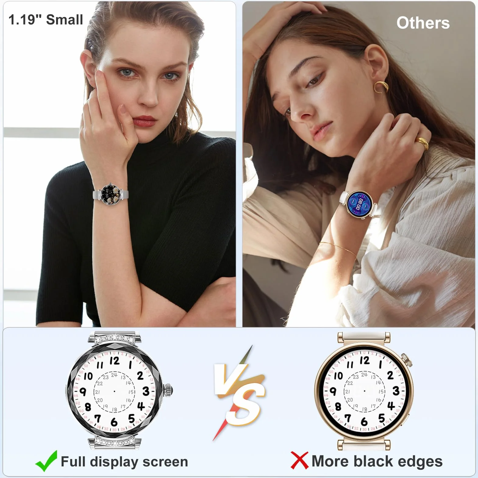 Inteligentny zegarek dla kobiet, odbieranie/nawiązywanie połączeń, 3.0 cm AMOLED Smartwatch z Bluetooth do telefonów z systemem Android, iOS, wodoodporny monitor aktywności IP68 z licznikiem