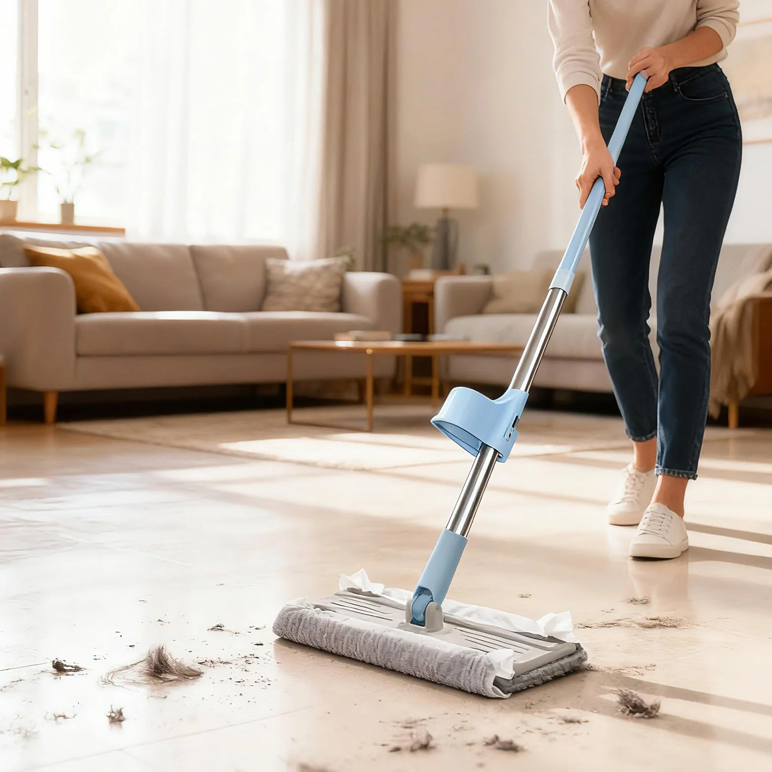 Jednorazowe ściereczki do zamiatania na sucho 100 szt. – podkładki elektrostatyczne o płaskim splocie, kompatybilne z Speedmop i mopami podłogowymi, 19 x 15 x 9 cm do czyszczenia sierści