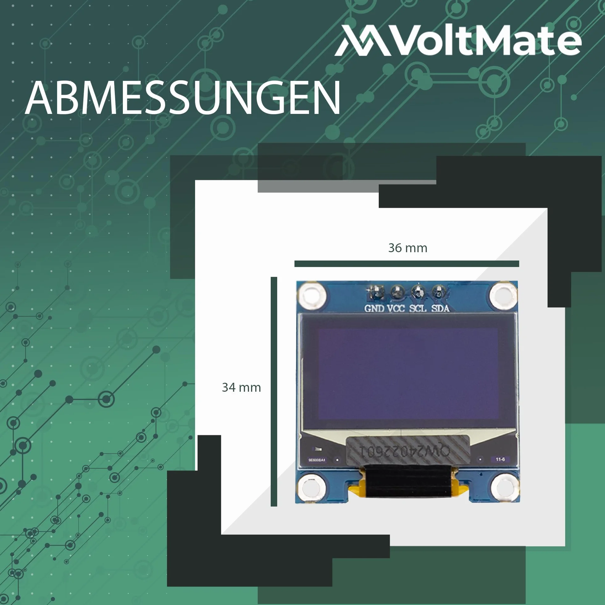 VoltMate 3 x wyświetlacz OLED z interfejsem I2C, chip SSH1106, rozdzielczość 128 x 64 pikseli, obsługuje białe znaki, kompatybilny z Arduino i Raspberry Pi