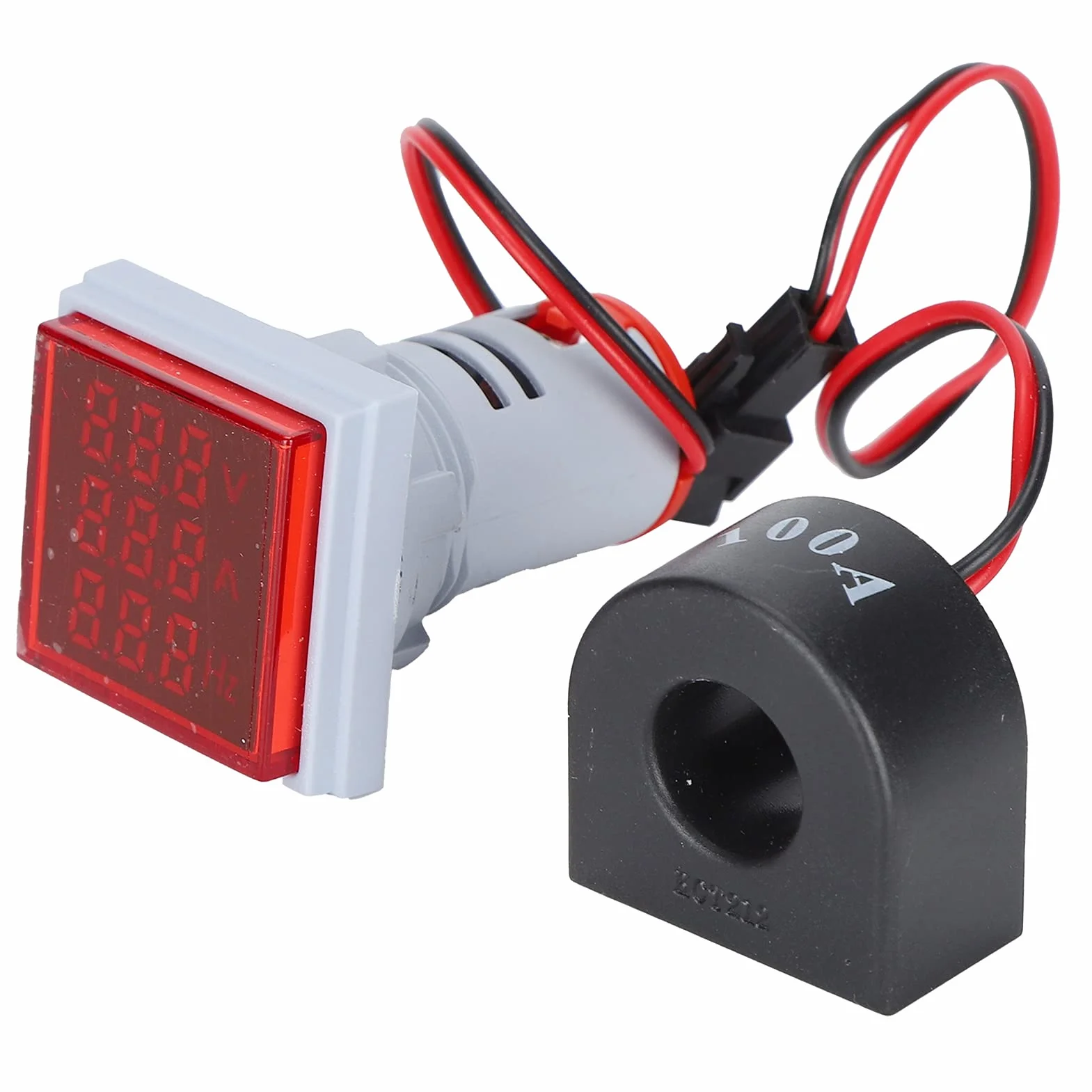 Wskaźnik sygnału prądu Uniwersalna lampa kwadratowa z 3 wyświetlaczami 60~500V AC AD16-22VAH(czerwony)
