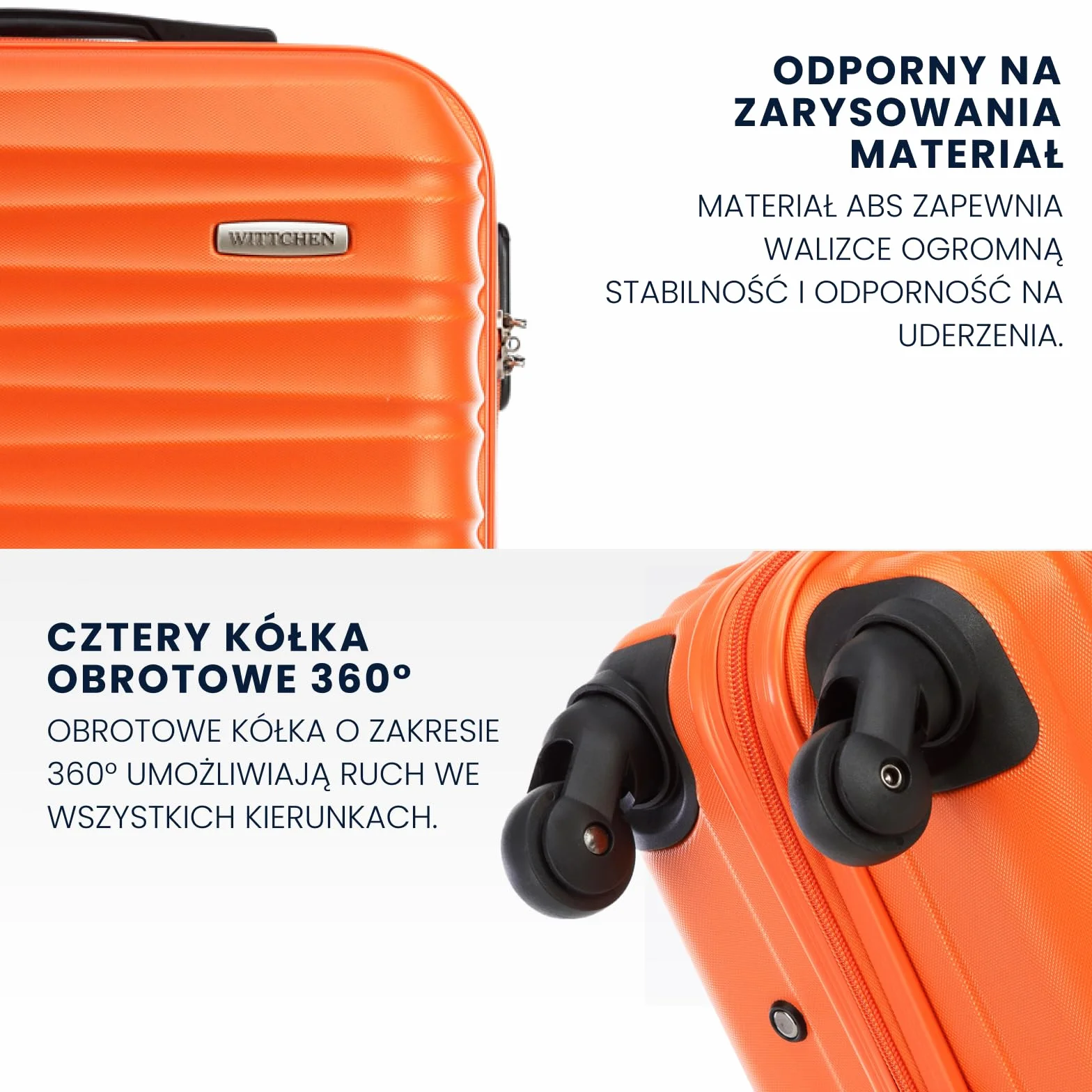 WITTCHEN GROOVE Line Mała walizka kabinowa ABS twardy bagaż pomarańczowy