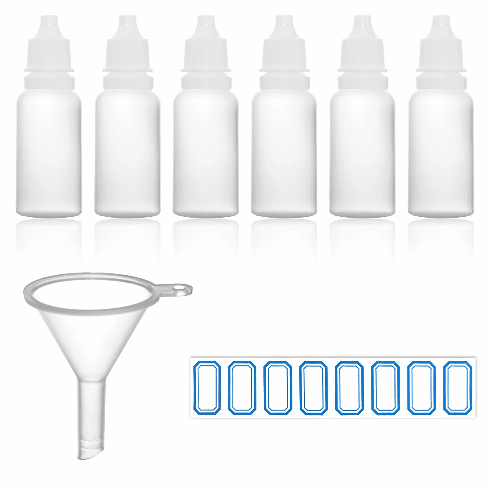 Małe Plastikowe Butelki z Zakraplaczem 15ml Puste Pojemniki Podróżne Krople do Oczu Szczelny Zestaw 8szt
