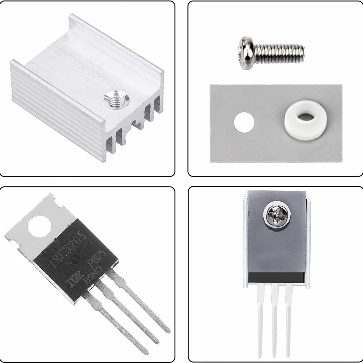 20 sztuk IRF3205 3205 tranzystor Mosfete, kanał N 110 A, 55 V, MOSFET TO-220AB z radiatorem, śrubokręt gumowo-silikonowy dla majsterkowiczów