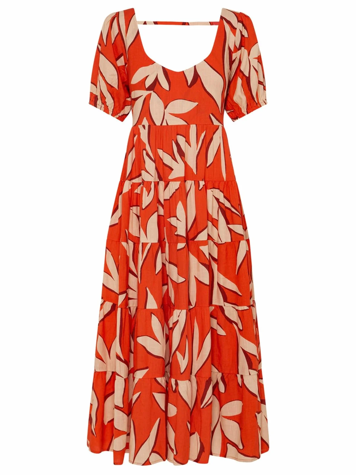 PRETTYGARDEN Short Sleeve Floral Maxi Dresses for Women 2025 Wedding Guest Summer Dress Flowy Beach Vacation Outfits (Orange White Flower,Large)