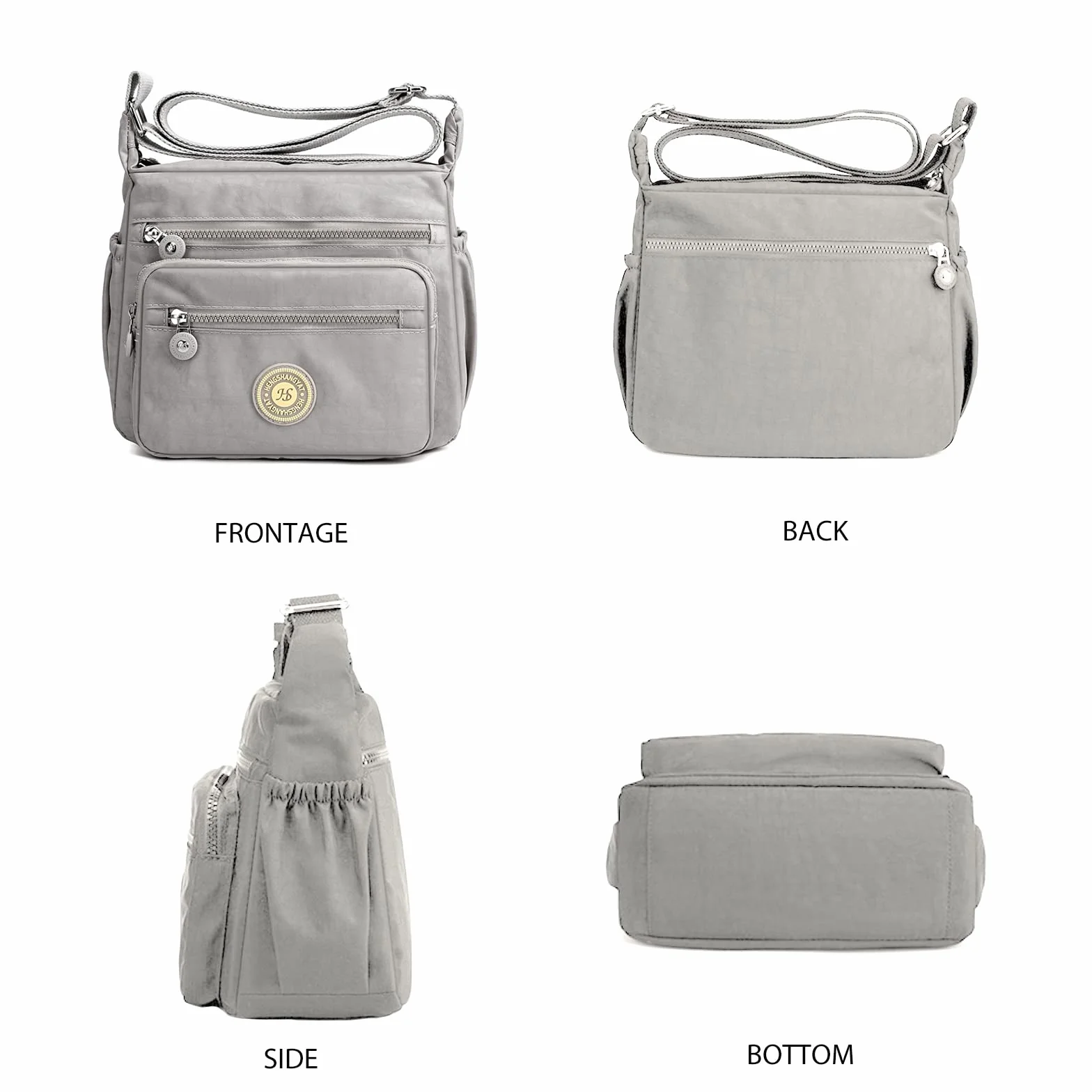 Damskie torebki wielokieszeniowe na co dzień torebki crossbody wodoodporne torby na ramię sakiewka panieńskie torebki crossbody boczne, Szary, Rozmiar Uniwersalny