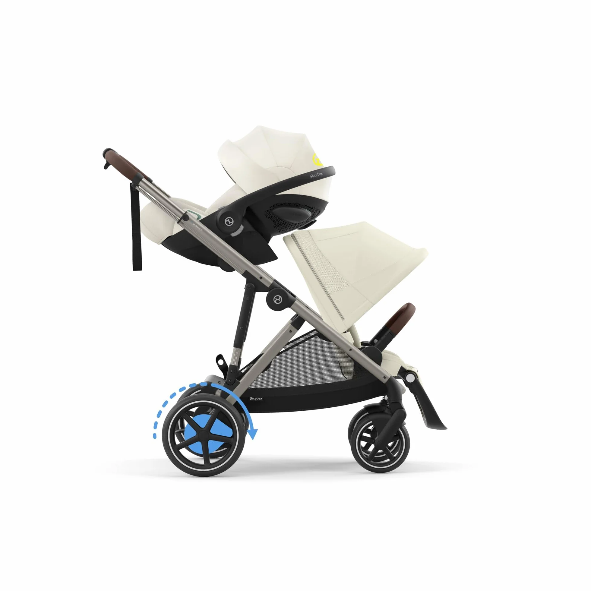 CYBEX Gold wózek e-GAZELLE S, od urodzenia do ok. 4 lat, max. 22 kg (tryb pojedynczy) / 2x 22 kg (tryb duo), system all-in-1 z napędem elektrycznym i konfiguracjami 20+, Seashell Beige
