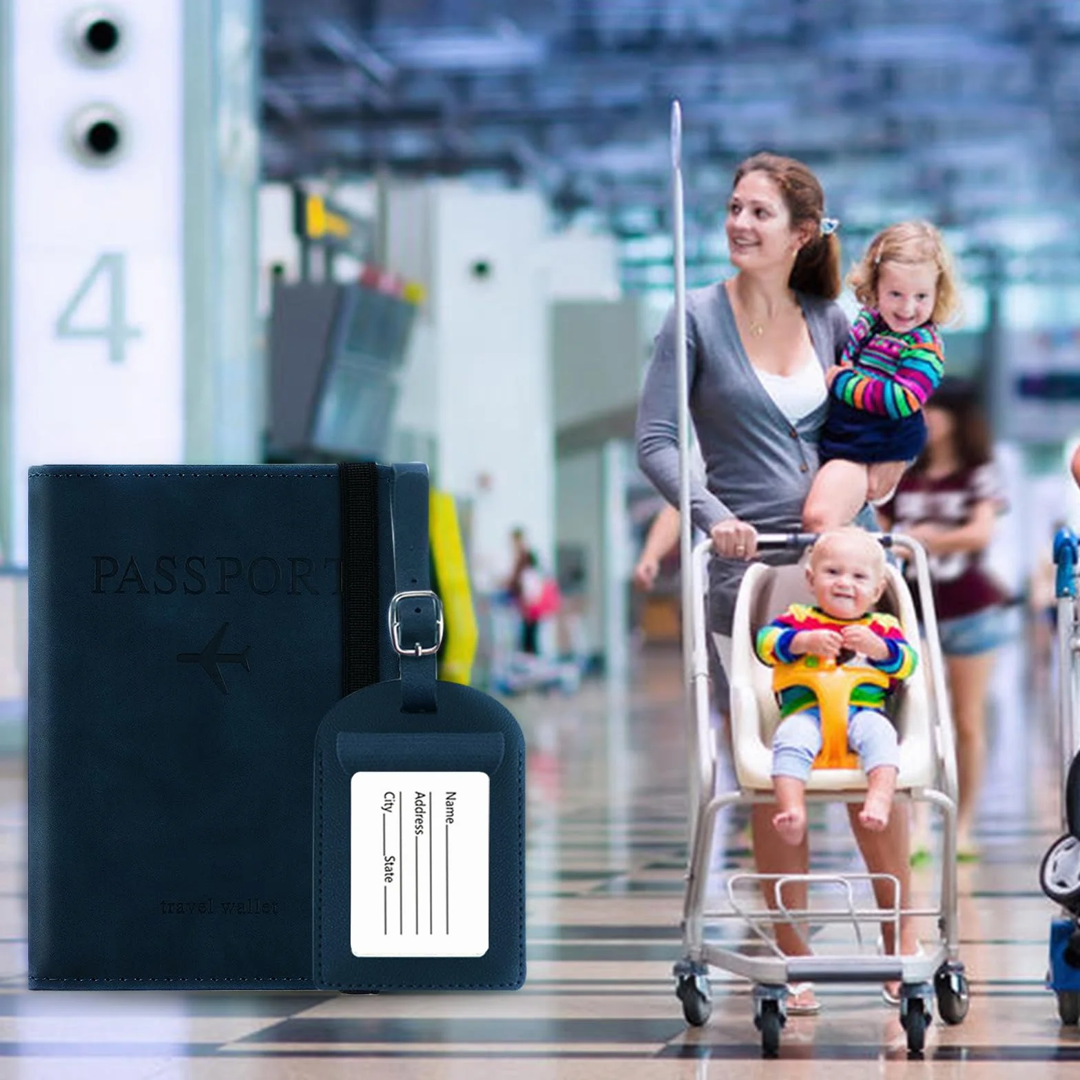 Paszport, karta kredytowa i dokumenty podróżne dla mężczyzn i kobiet, osłona na paszport blokująca RFID, granatowy, Unisex, Klasyczny