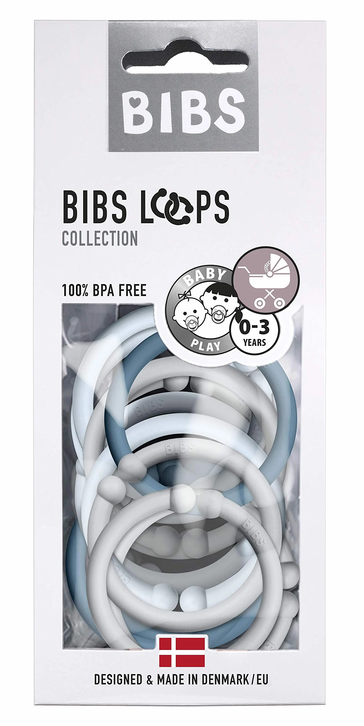 BIBS ZAWIESZKI, 12 szt., Bez BPA, Bezpieczeństwo w kontakcie z żywnością, Jeden rozmiar, Cloud/Baby Blue/Petrol