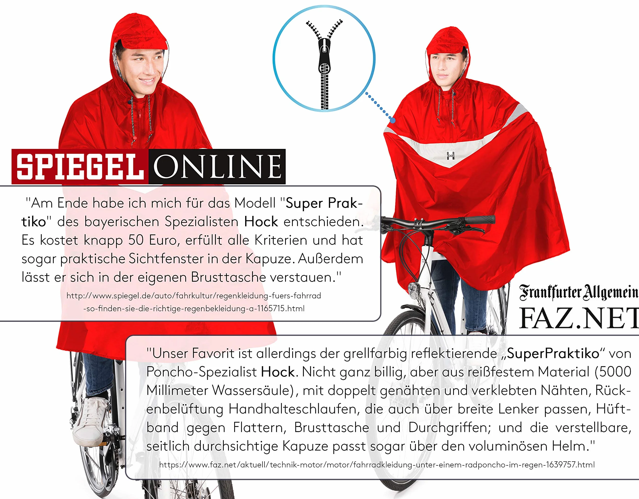 Hock Super Praktiko Radponcho ponczo przeciwdeszczowe do roweru dla dorosłych Ob Signal długie