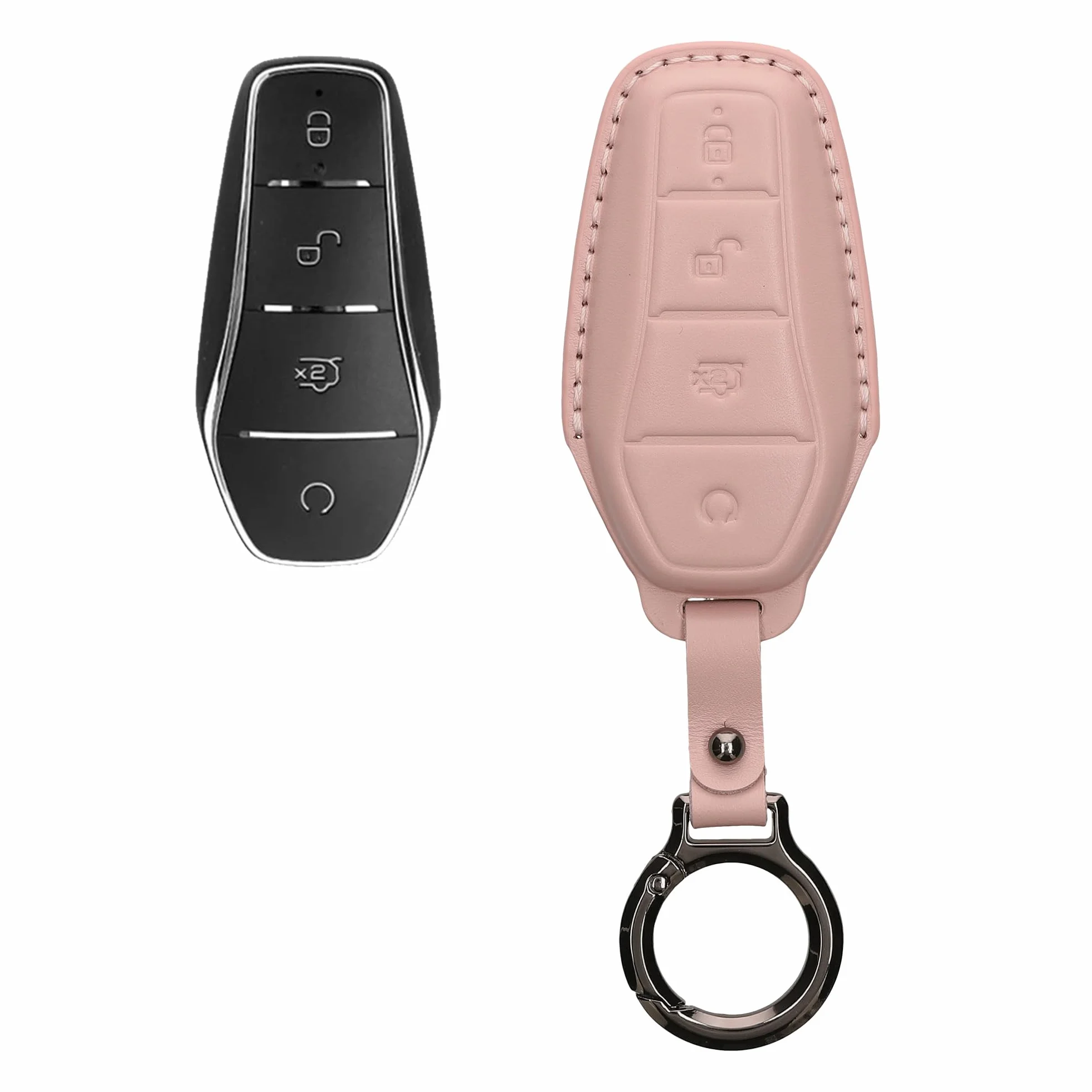 kwmobile Skórzane etui ochronne na kluczyki samochodowe BYD Atto 3 Sealion Han Tang Dolphin Seal, róż