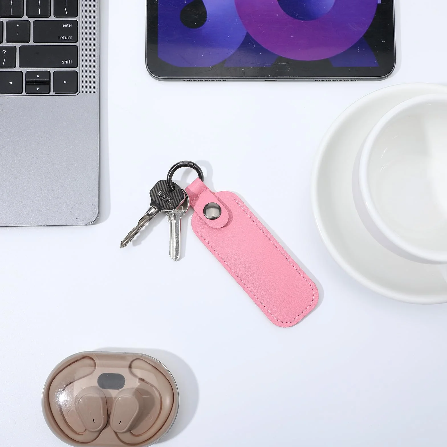Skórzane etui na pendrive USB 6 sztuk z brelokiem do kluczy