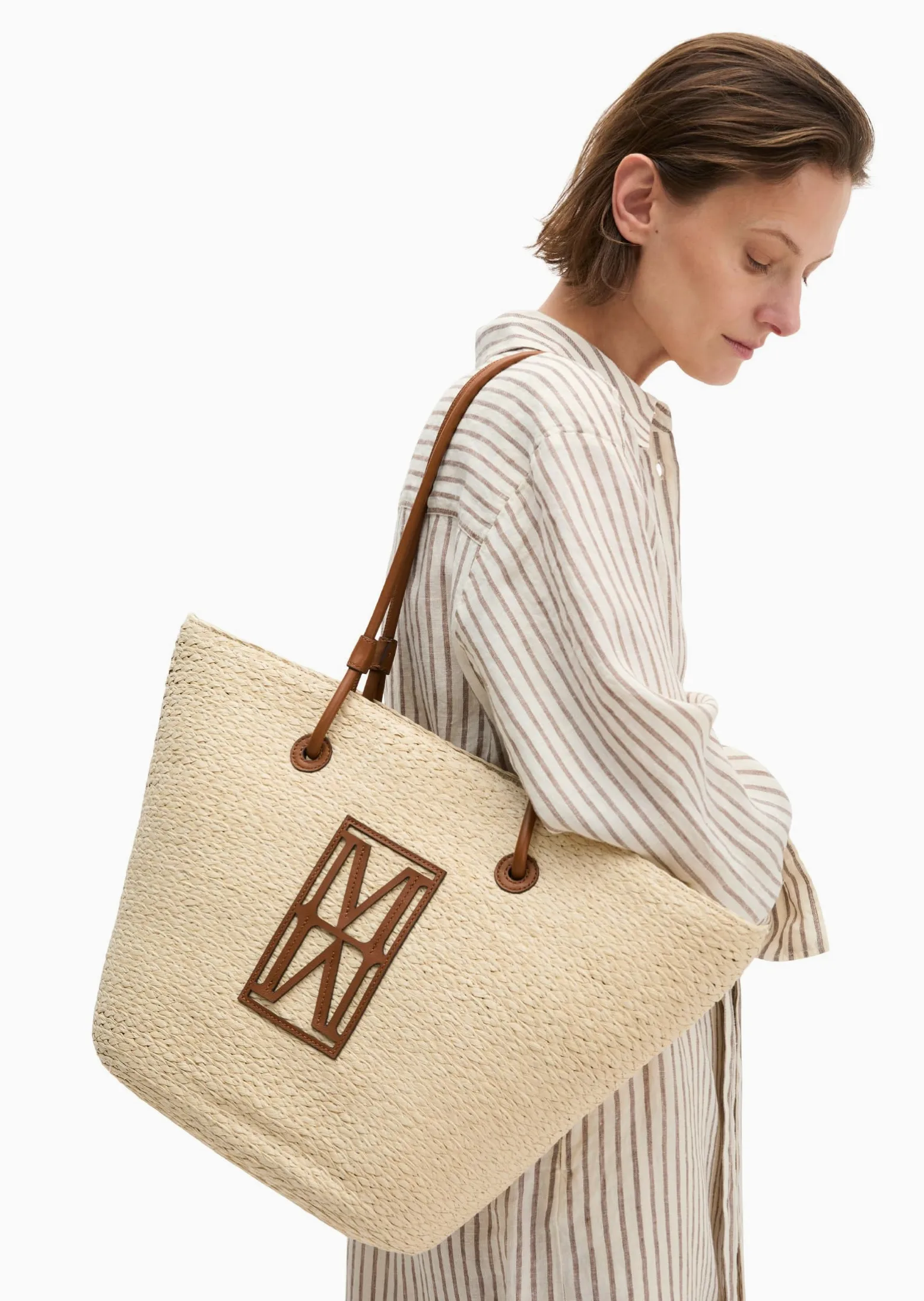 Marc O'Polo Bast-Shopper duży ze szlachetnymi detalami z prawdziwej skóry