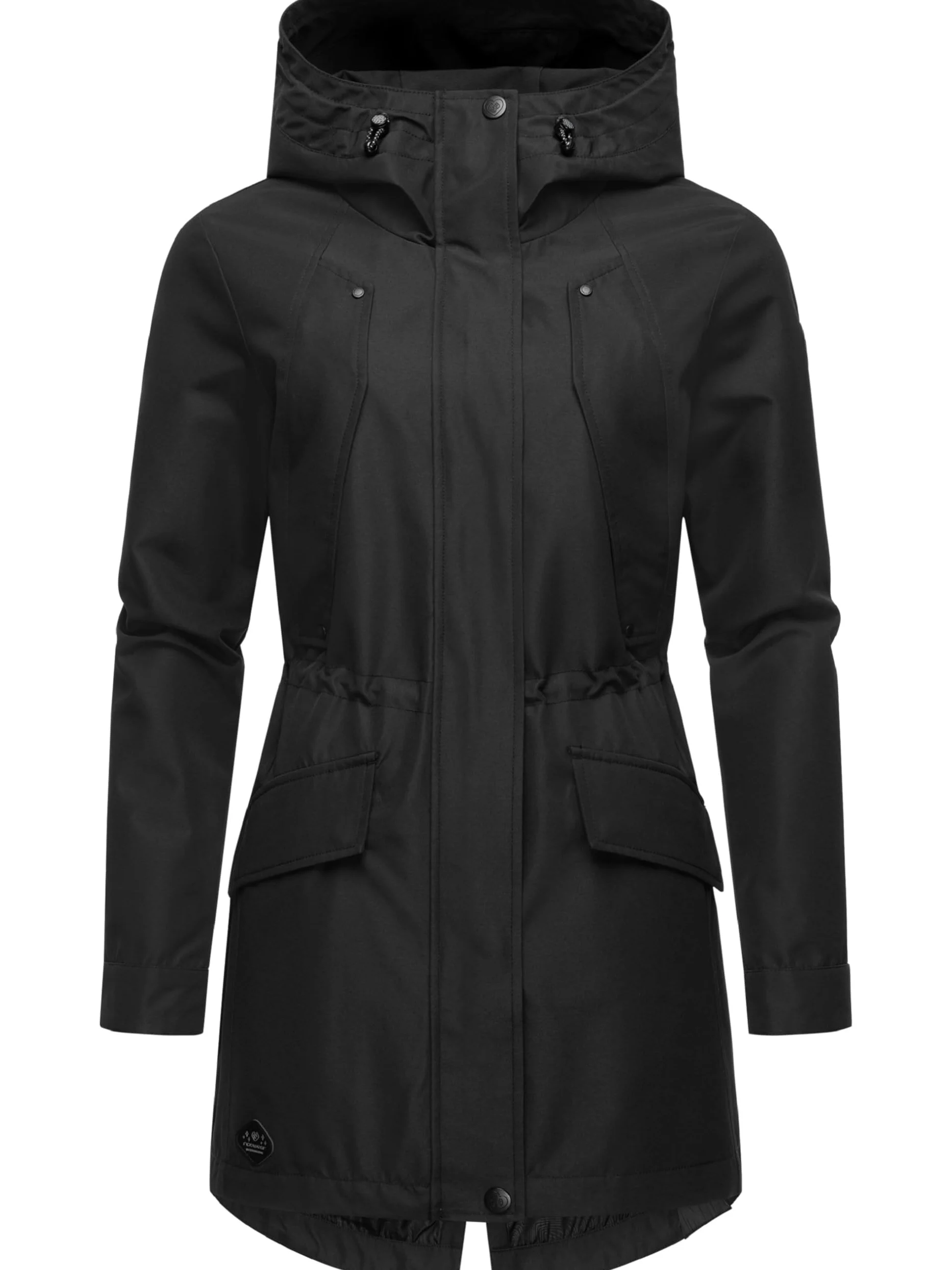 Ragwear Lekka damska parka przejściowa, długi płaszcz przeciwdeszczowy, wodoszczelny (słup wody 11 000 mm), oddychający, z dużym kapturem, Begonia XS-6XL