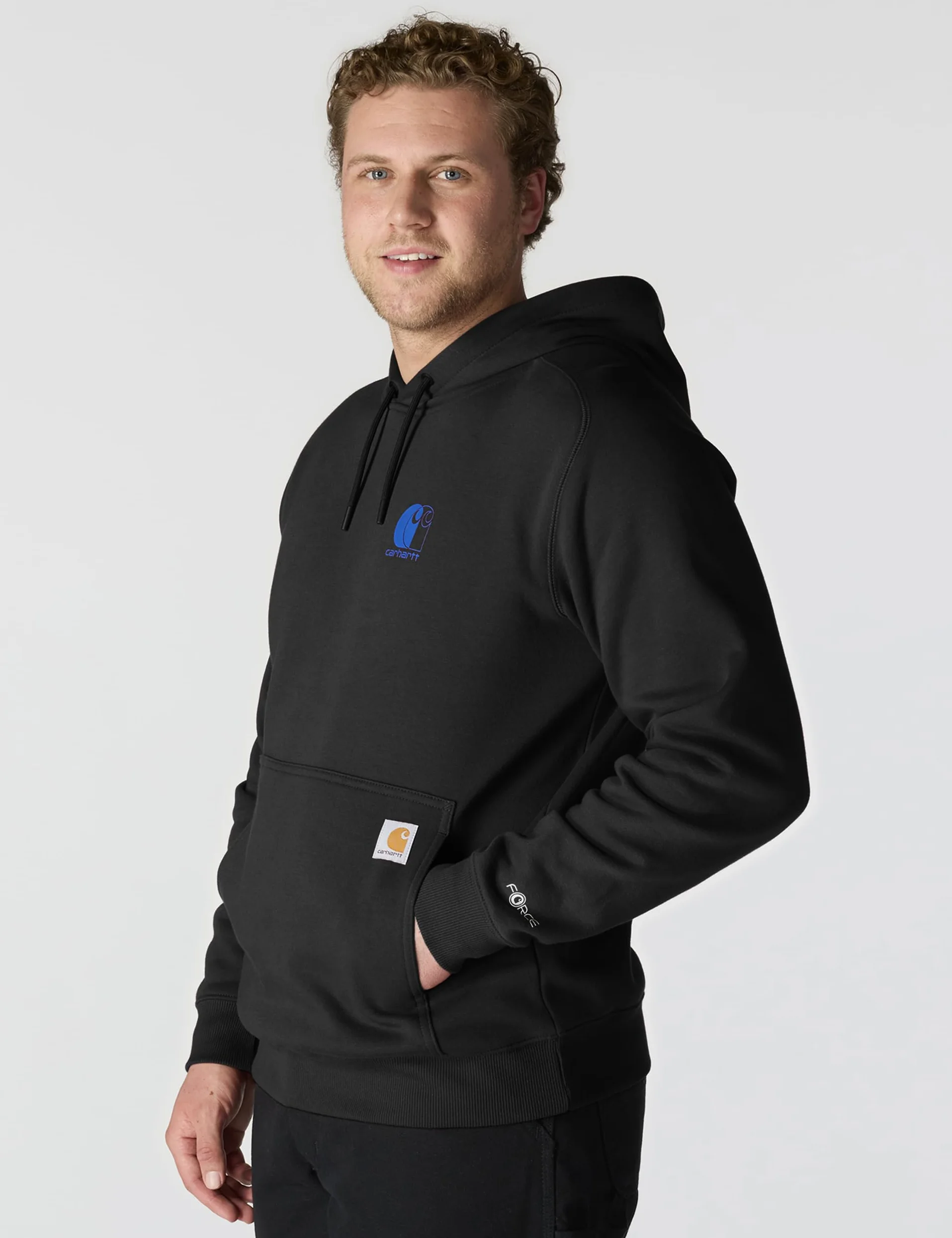 Carhartt Męska bluza z grafiką z logo Force Relaxed Fit, Czarny, S