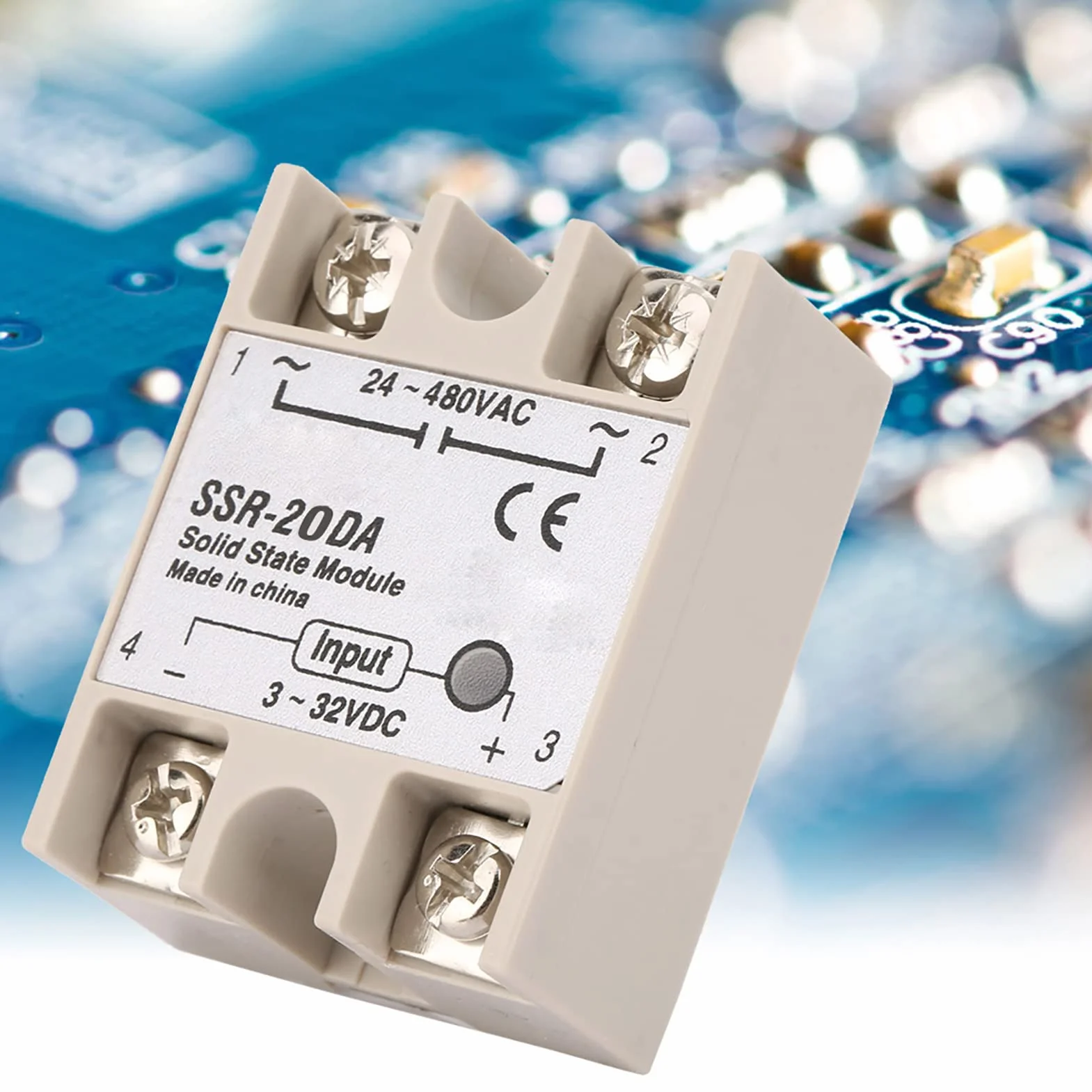 Przekaźnik półprzewodnikowy wejście DC-AC 20A moduł przekaźnika SSR 3 V-32 V DC do 24 V-380 V AC normalnie otwarty typ