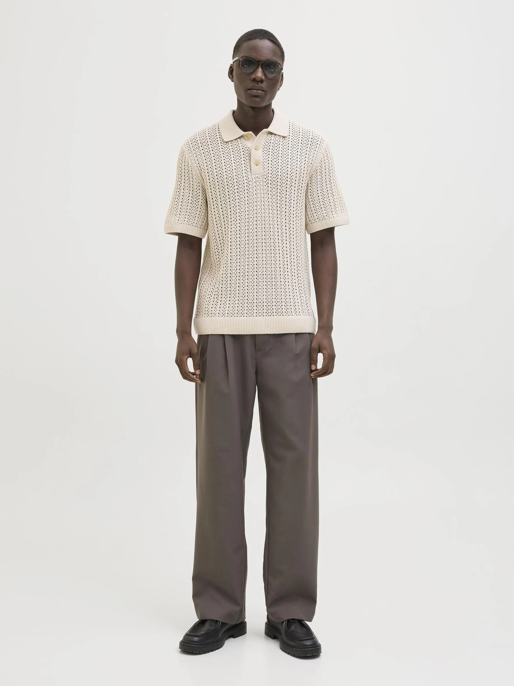 JACK & JONES Jprccjoel Knit Polo Ss Sn męskie, whitecap gray, XL