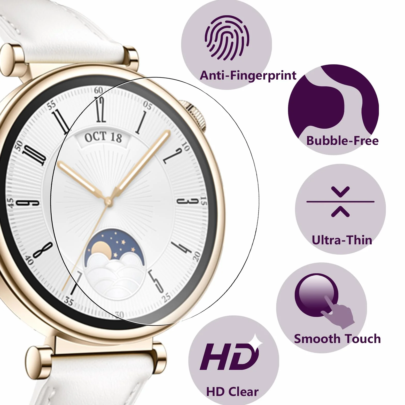 6 sztuk folii ochronnej do Huawei Watch GT 6 41 mm / GT 5 41 mm / GT 4 41 mm, HD folia ochronna ze szkła hartowanego, odporna na zarysowania, bez pęcherzyków powietrza