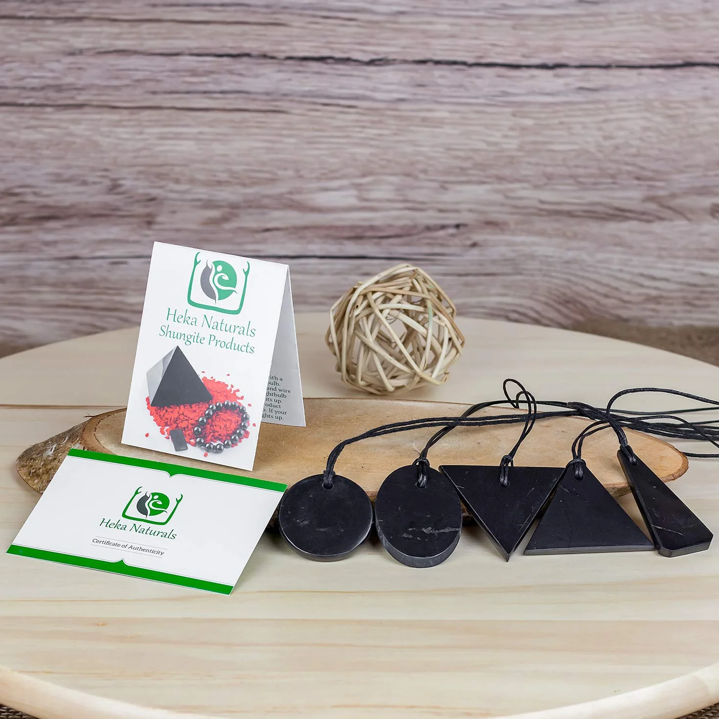 Heka Naturals Zestaw zawieszek z kryształowym naszyjnikiem Shungite - duchowa biżuteria i naszyjnik z czakrą, modna biżuteria, naszyjnik, kryształy lecznicze dla ochrony, Set of 5, Shungite, Szungit