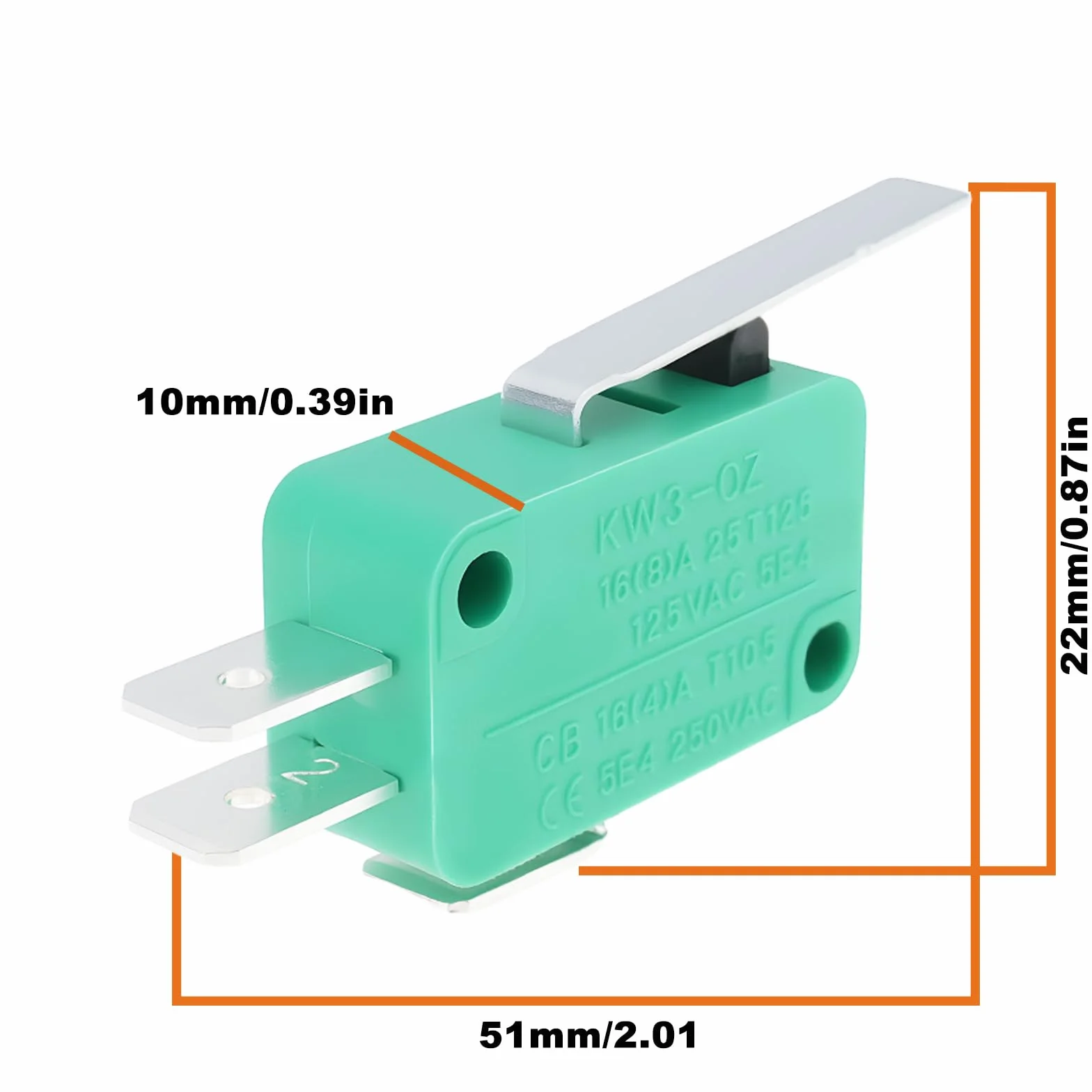 ECSiNG 4 szt. bez zawiasu NC typ dźwigni mikro przełączniki krańcowe KW3-OZ 16A 125/250VAC kompatybilne z drukarkami elektronarzędzi