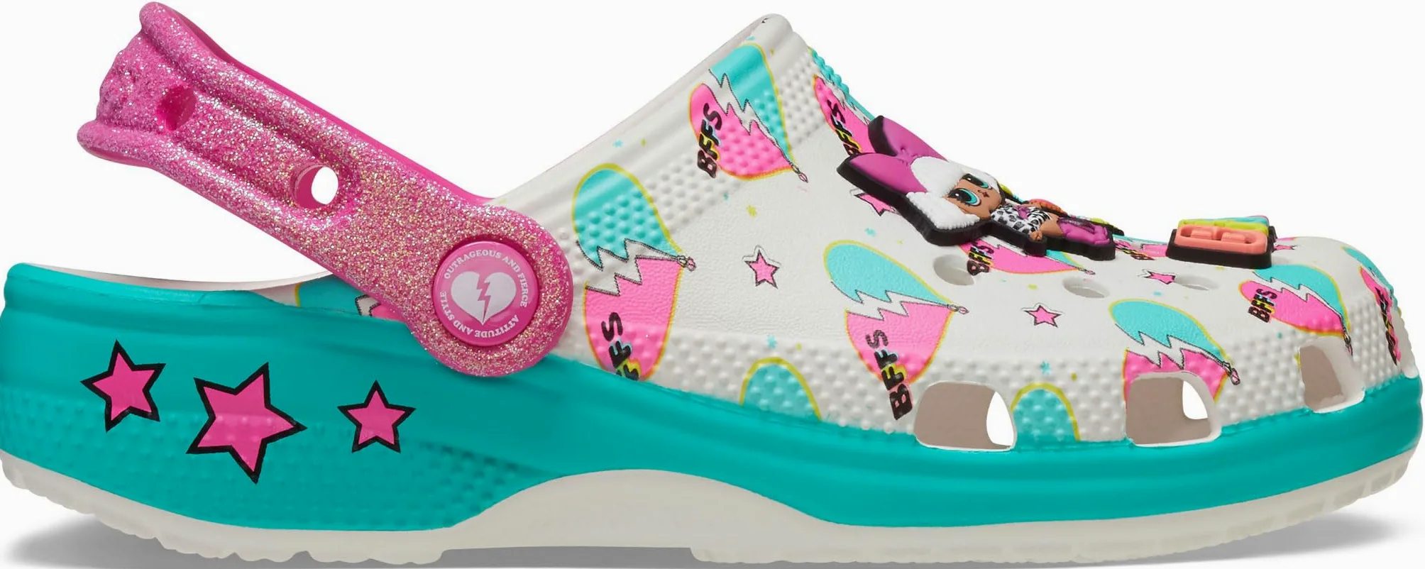 Klapki dziecięce Crocs LOL SURPRISE BFF CLASSIC CLOG, kolor turkusowy