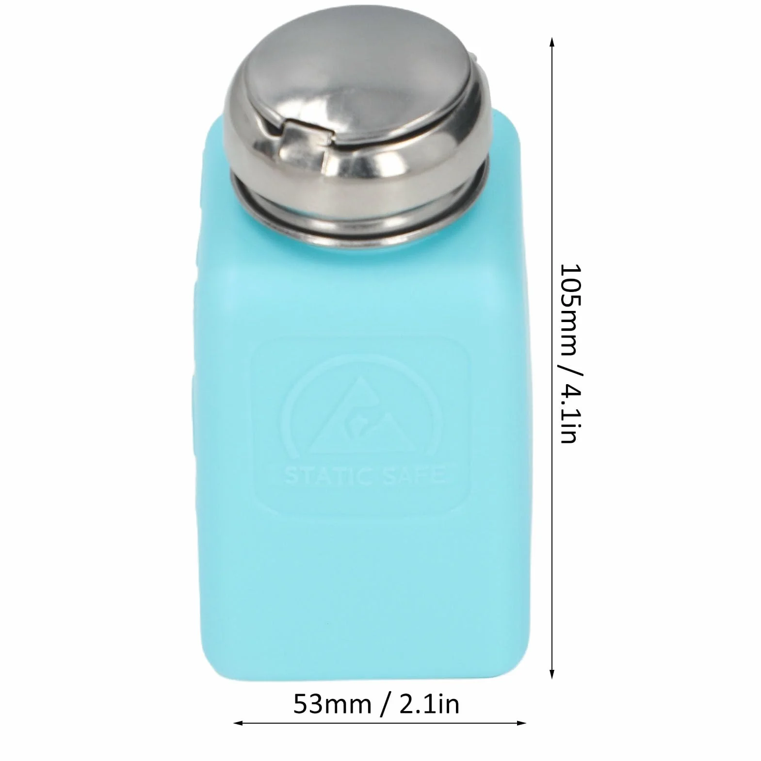 200ML Press Type Dozownik Rozpuszczalnika Push-Type Antystatyczna Butelka Alkoholu ESD Bezpieczna Antystatyczna Kwadratowa Butelka z Pokrywką ze Stali Nierdzewnej(niebieski)