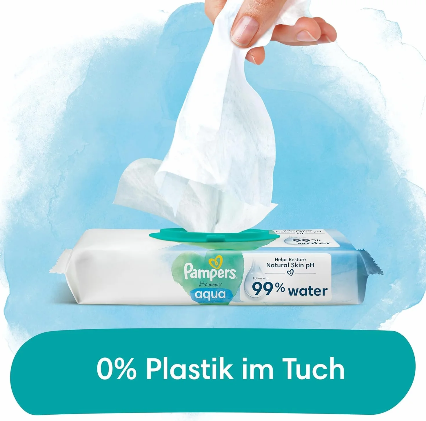 Pampers 81691055 Aqua Pure Baby chusteczki nawilżane, białe