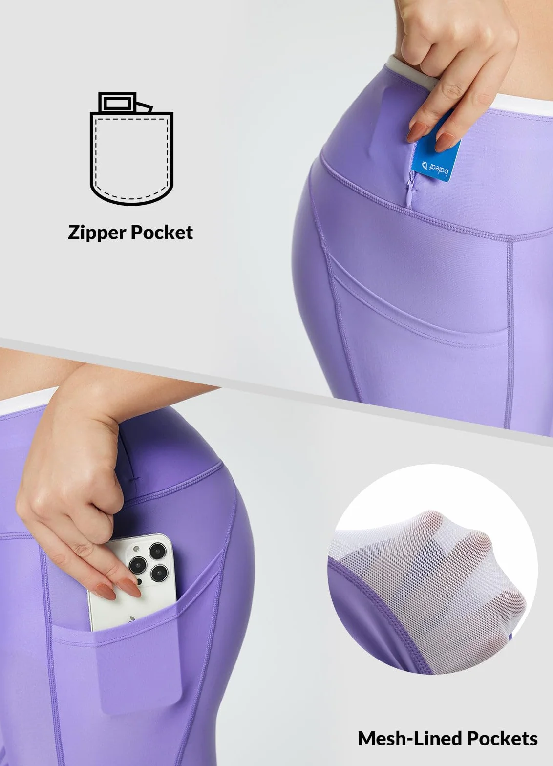 BALEAF Damskie Legginsy do Pływania z Kieszeniami UPF 50+