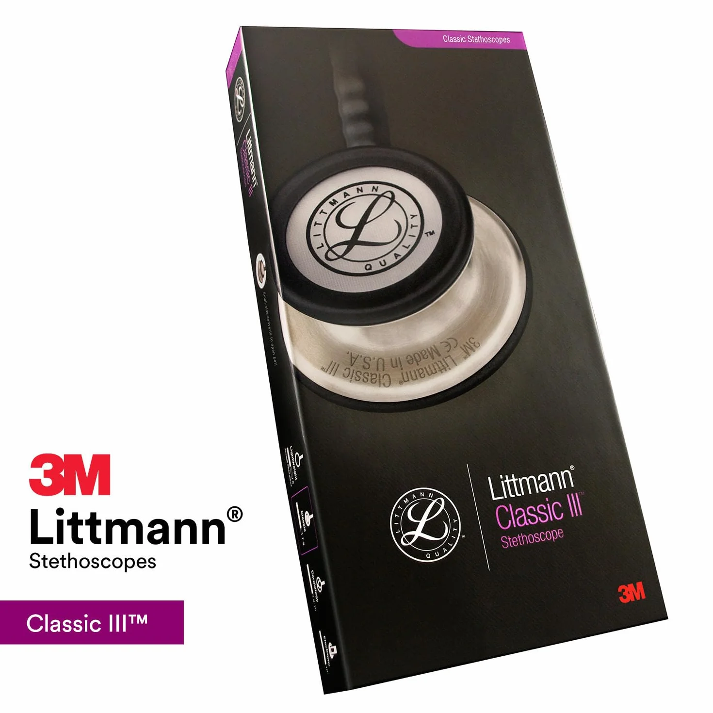 Stetoskop monitorujący 3M™ Littmann® Classic III™ z bezpłatnym grawerowaniem laserowym (czarny - czarny matowy 5803)