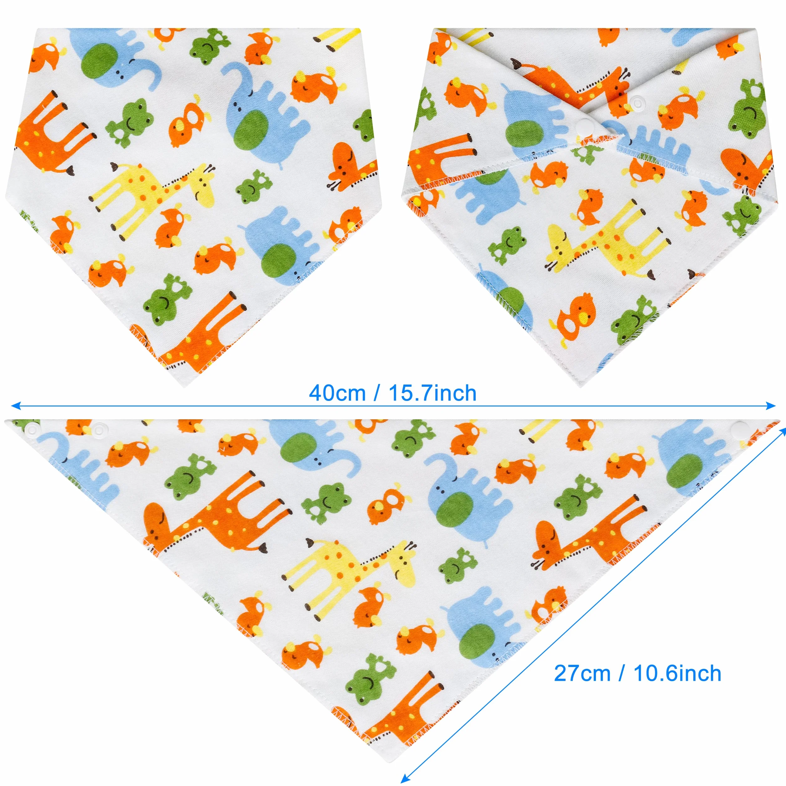 8x Śliniaki Bandana dla Niemowląt, 100% Bawełna Bandana dla Dziewczynki i Chłopca 0-36 miesięcy, Śliniaki dla Niemowląt z Zatrzaskami, Chłonne Śliniaki-apaszki z gryzakiem do karmienia