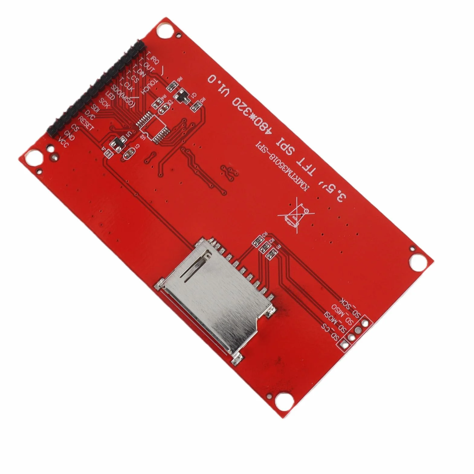 Moduł wyświetlacza LCD, 3,5-calowy moduł wyświetlacza LCD TFT 480 x 320, 4-żyłowy interfejs SPI, układ sterownika ILI9488, mini moduł wyświetlacza TFT do majsterkowania elektronicznych 3,3 V ~ 5 V