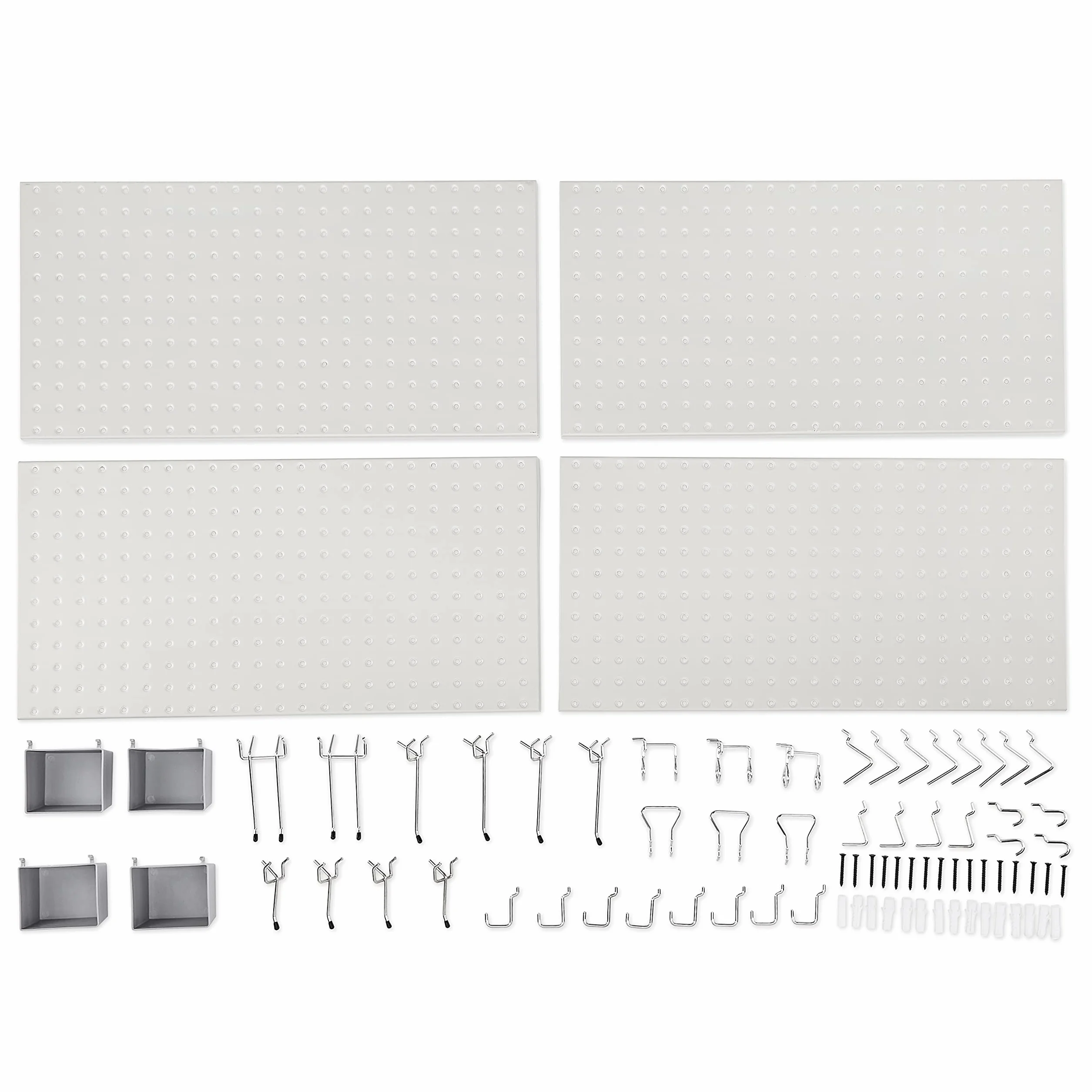 Amazon Basics – zestaw prostokątnych metalowych tablic perforowanych, 48 szt., kolor szary.