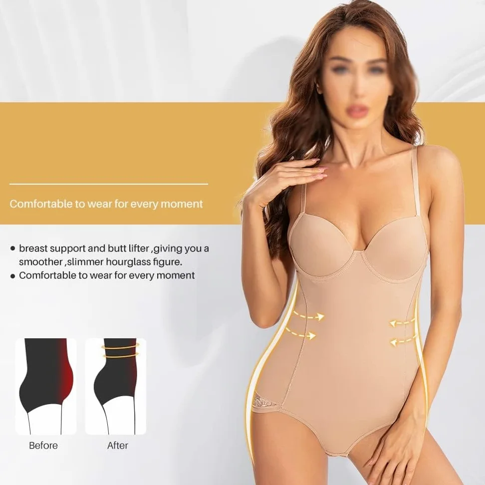 Koronkowe krawędzie Shapewear Body wyszczuplające talię Push up Butt Lifter Shaper Gorset wyszczuplający Majtki z szelkami