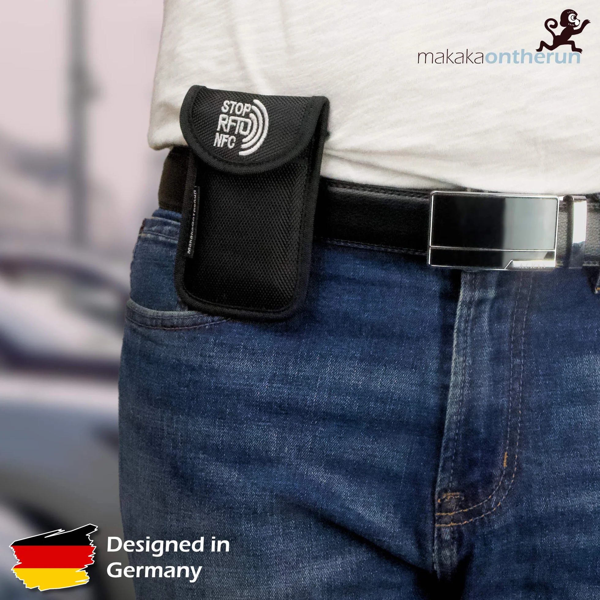 MakakaOnTheRun etui na kluczyki samochodowe – Keyless Go ochronne z 2 przegródkami chroniącymi RFID. Etui na kluczyki samochodowe do wszystkich pojazdów z UE, Azji i