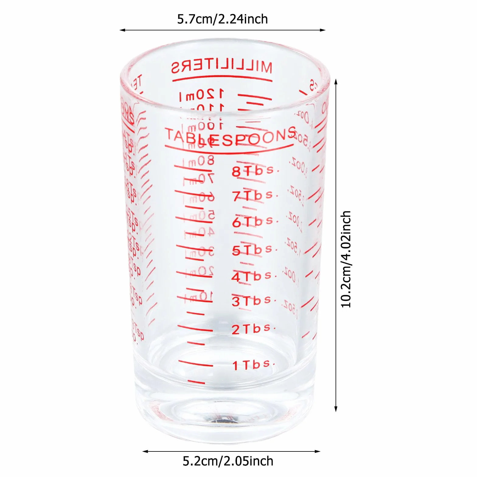 Dokeno Mini kubek z miarką 4OZ/120 ml, szkło stopniowe z wagą, wytrzymałe kubki, mały szklany kubek miarkowy do kuchni, baru, wódki, koktajl, tequila