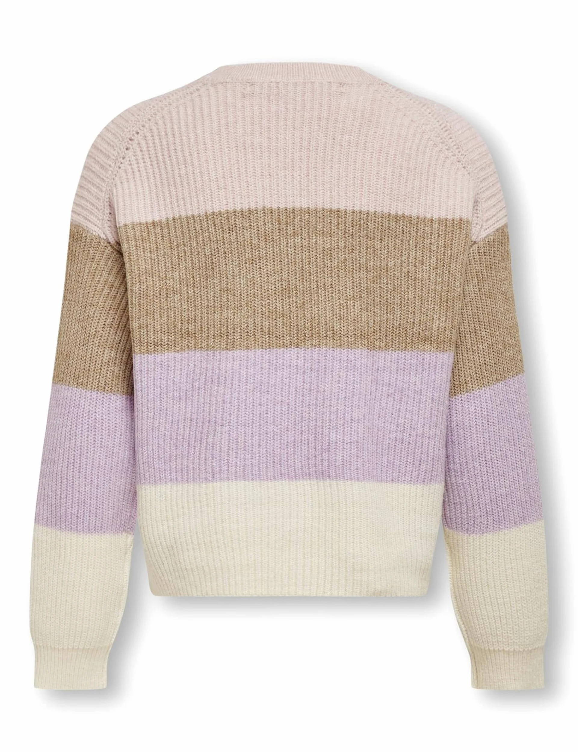 ONLY Girl sweter z dzianiny w paski, Sepia Rose/Stripes:w. Toasted Coconut/Crocus Petal/Whitecap Gray, 122/128 cm