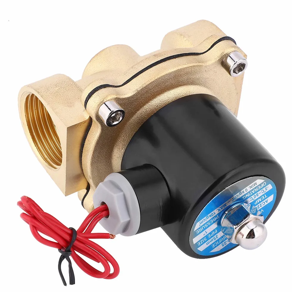 Elektryczny zawór elektromagnetyczny, 1" BSPP 2W250-25 Mosiężny elektryczny zawór elektromagnetyczny Wodoodporny, szczelny, normalnie zamknięty zawór do oleju wodno-powietrznego (2W-250-25 24V)
