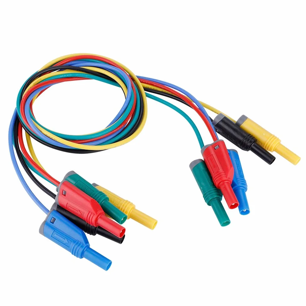 5 sztuk 4mm wtyk bananowy bezpieczeństwa miękki drut silikonowy przewód pomiarowy 14AWG do multimetru (P1050-1)