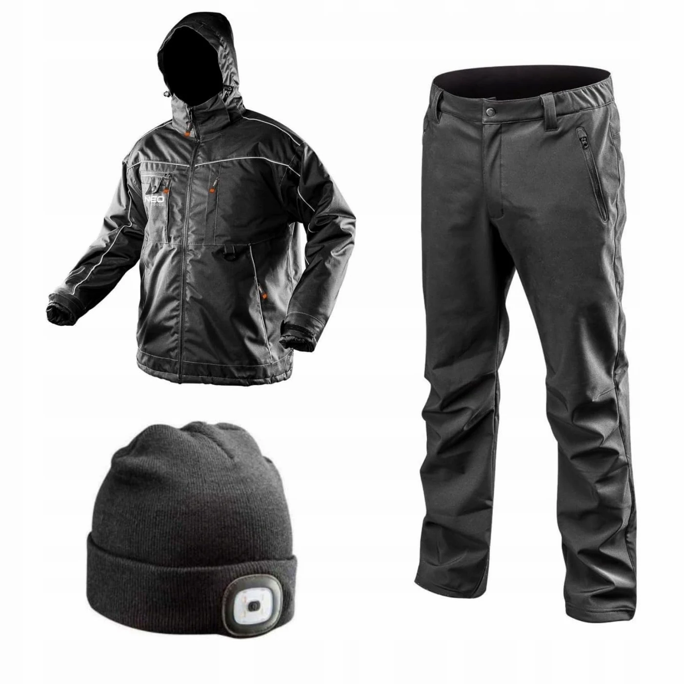 NEO TOOLS Spodnie softshellowe, czarne, zimowe, wodoszczelne, softshellowe, spodnie rekreacyjne, spodnie robocze, outdoorowe, spodnie ochronne, spodnie trekkingowe, S-3XL