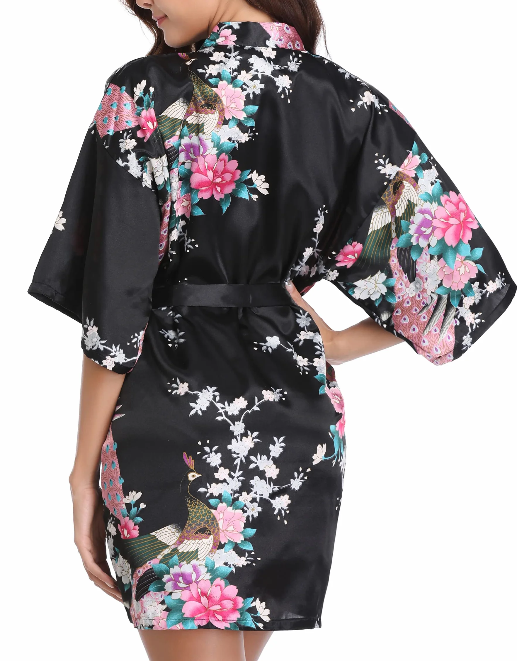 Vlazom Szlafrok damski kimono szlafrok satynowy szlafrok koszula nocna krótki styl szlafrok ślubny