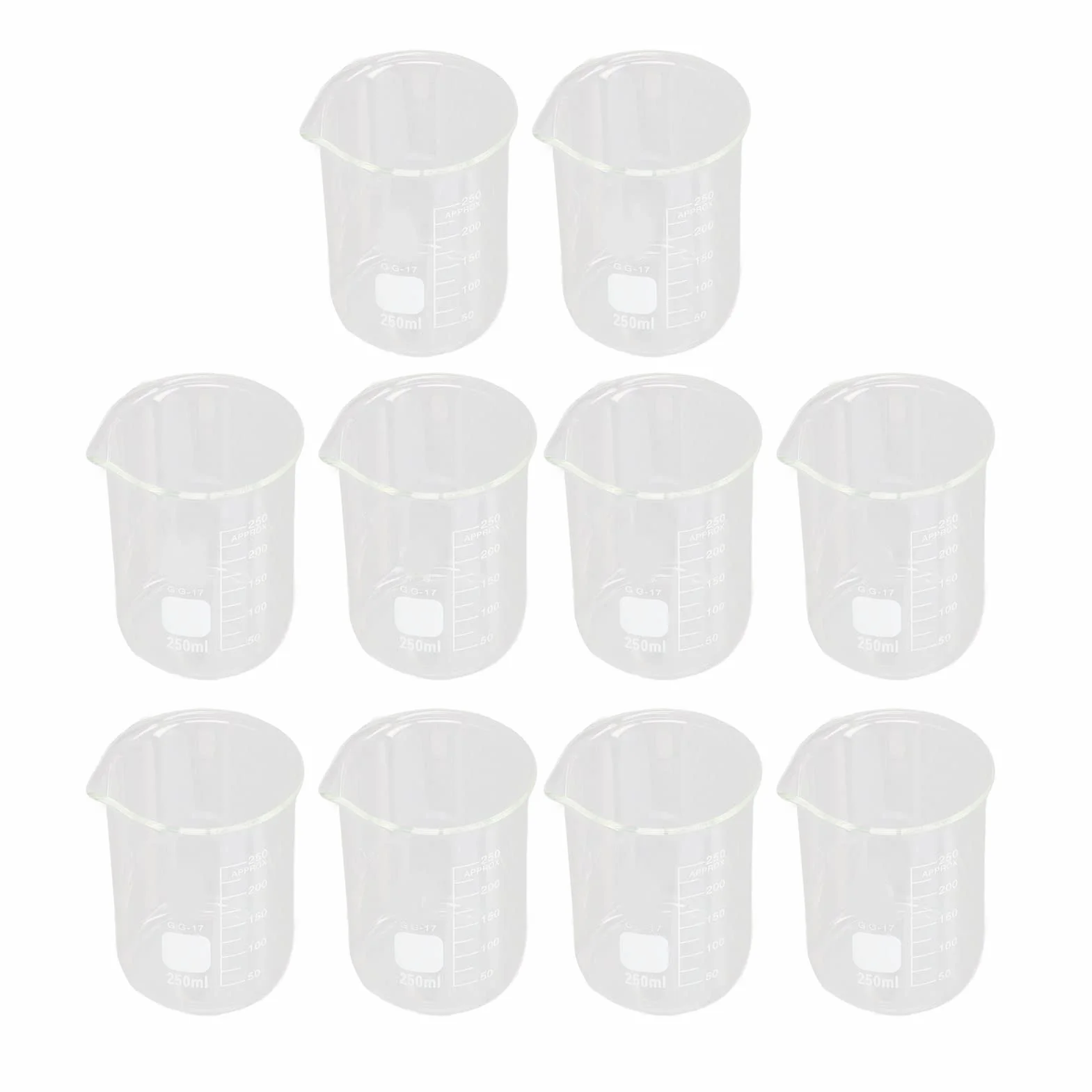 Fafeicy 10PCS Scientific Beaker Zestaw, Szkło Borokrzemowe, 250 Ml