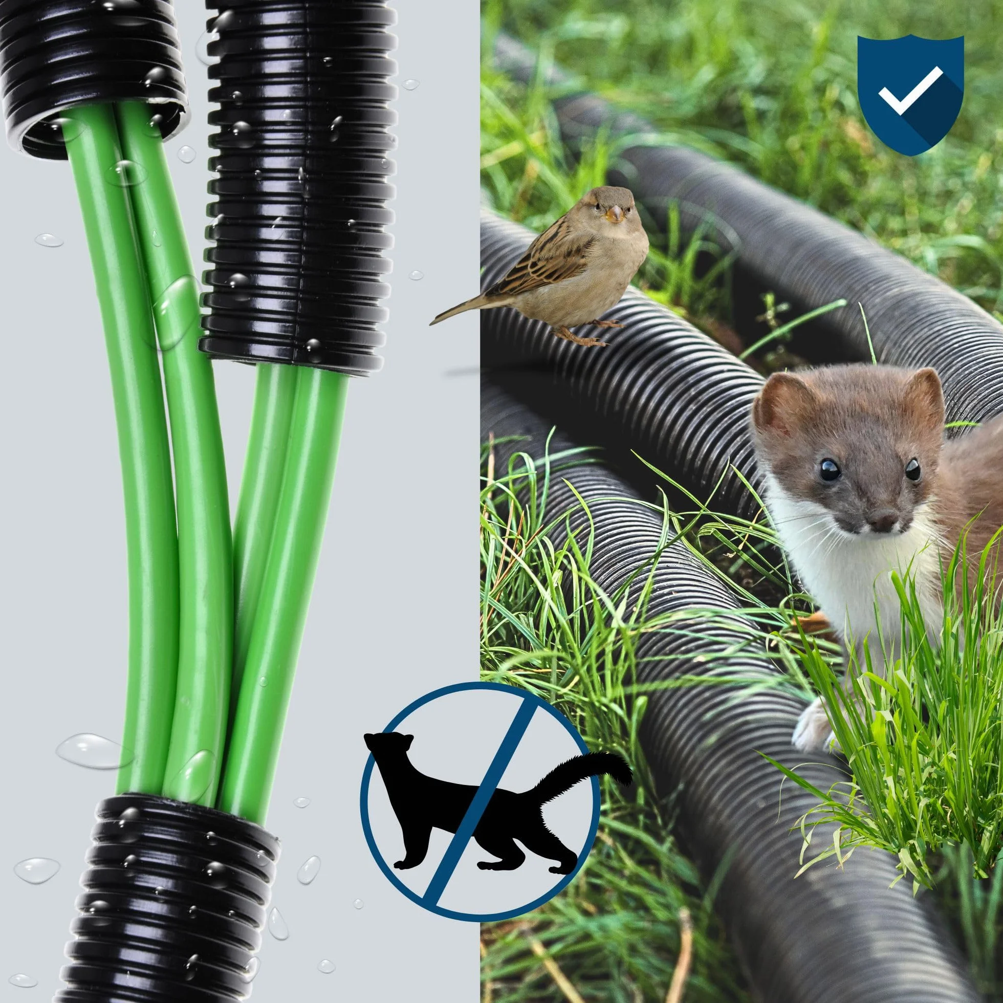 Kalitec rura falista z rowkiem NW 12, 10 m, wąż falisty otwarty, rura chroniąca przed kunami, pusta rurka, ochrona kabla AD 15,6 mm, ID 12,0 mm