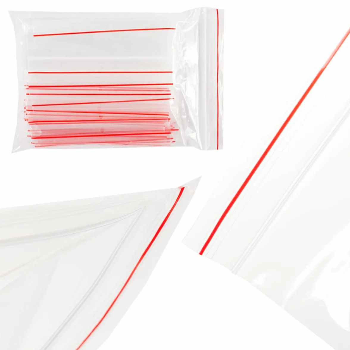 Pakomat Worki z zamkiem błyskawicznym, 100 sztuk, worek do różnych materiałów, transparentne kieszenie, zamknięcie zatrzaskowe