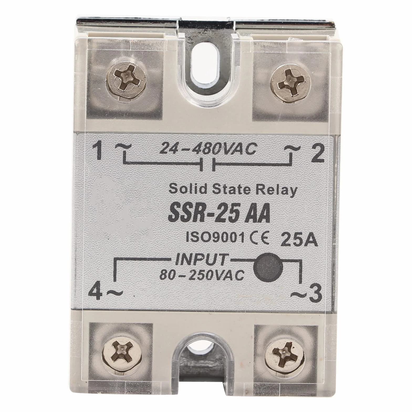 Przekaźnik Półprzewodnikowy 240 V AC, SSR-25 AA 25A Moduł Przekaźnika z Napięciem Wejściowym 90-250 V AC Wyjście 24-480 V AC