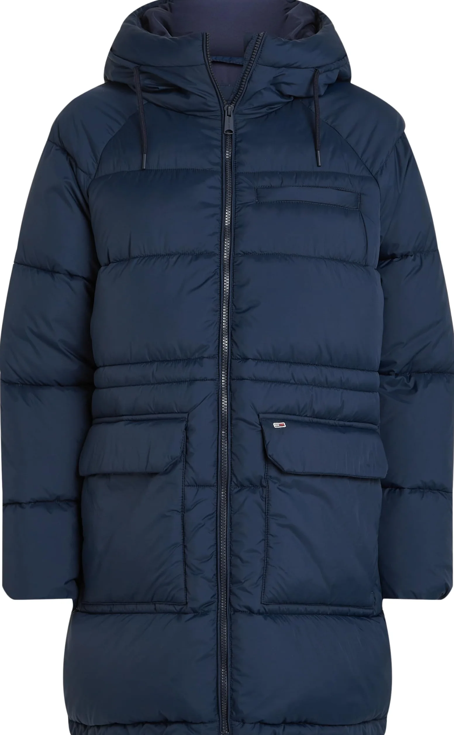 Tommy Jeans Damska kurtka puchowa TJW MIDI ASPEN PUFFER DW0DW18842, niebieska (Dark Night Navy), XXS, Niebieski (Dark Night Navy), XXS