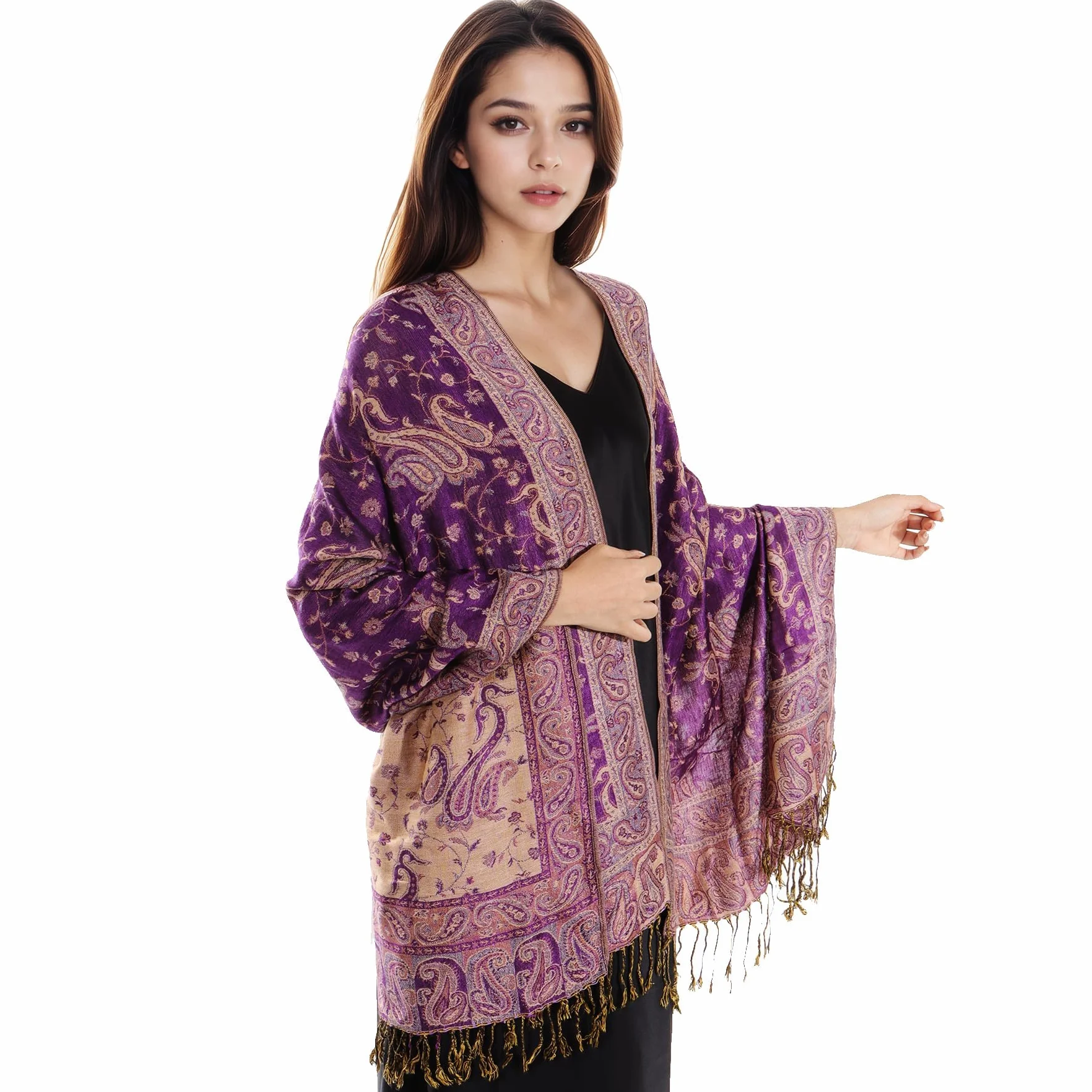 Kobiety Pashmina Szale i Chusty Szalik Miękki Jedwabisty Odwracalny Szaliki Paisley Szal dla Kobiet