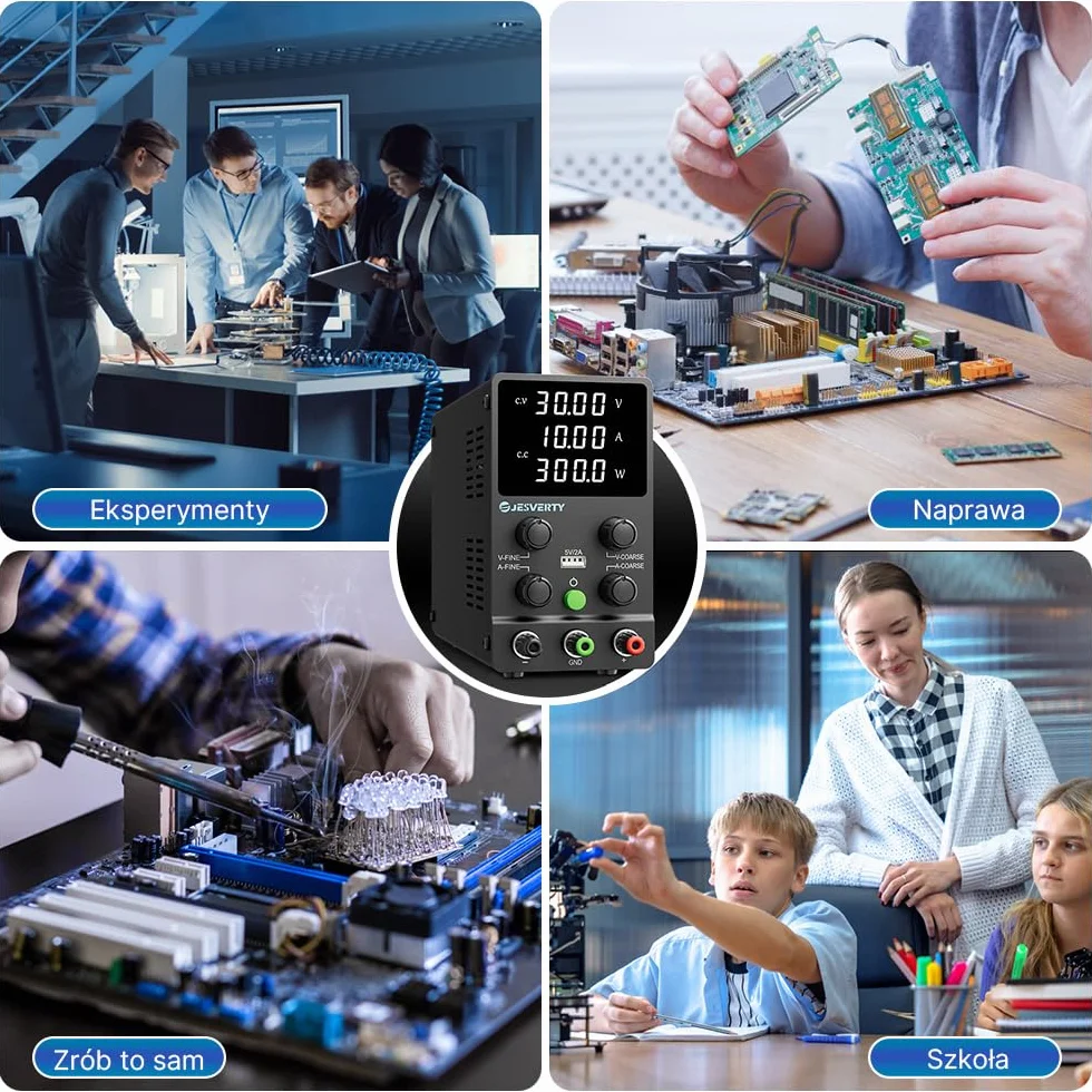 Fuente de Alimentación Regulable 30V 10A DC Fuentes de Alimentación de Laboratorio Fuente de Alimentacion de Banco Ajustable Pantalla LED de 4 Dígitos SPS-3010N